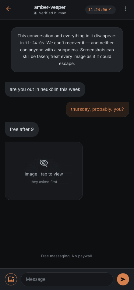 A direct conversation on a 24-hour clock — no streaks pulling you back.
