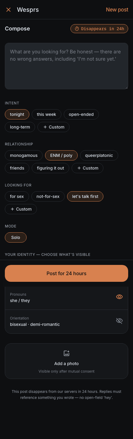 Say what you actually want. Plain words, no algorithm to game.